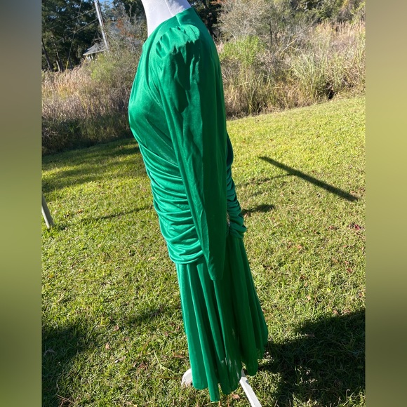 David Rose vintage green wrap-look zip closure long sleeve midi dress Size 8. - Picture 6 of 12